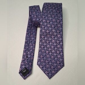 Jaeger Men's Necktie 100% Silk - Purple Floral Pattern Classic Tie